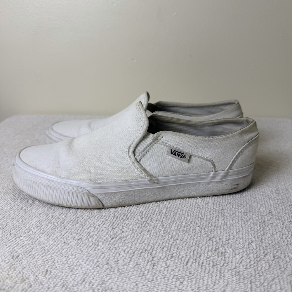 Vans Slip On Sneakers Womens Size 6.5 White Authentic Skateboarding Shoes